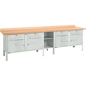 Kastenwerkbank Schäfer Shop Select PWi 300-0, Buche Multiplexplatte, bis 750 kg, B 3000 x T 700 x H 840 mm, Lichtgrau Kastenwerkbank Schäfer Shop Select PWi 300-0, Buche Multiplexplatte, bis 750 kg, B 3000 x T 700 x H 840 mm, Lichtgrau