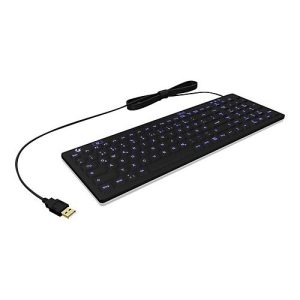 KeySonic KSK-6031INEL-B – Tastatur – waschbar – hintergrundbeleuchtet – USB – QWERTZ