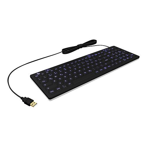 KeySonic KSK-6031INEL-B - Tastatur - waschbar - hintergrundbeleuchtet - USB - QWERTZ
