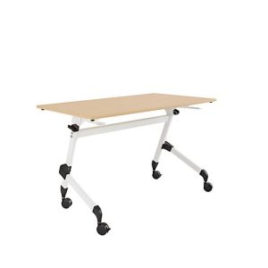 Klappbarer Schreibtisch, mit 4 feststellbaren Rollen, Rechteck, Rundrohr, B 1200 x T 600 x H 720 mm, Ahorn-Dekor/weiß Klappbarer Schreibtisch, mit 4 feststellbaren Rollen, Rechteck, Rundrohr, B 1200 x T 600 x H 720 mm, Ahorn-Dekor/weiß