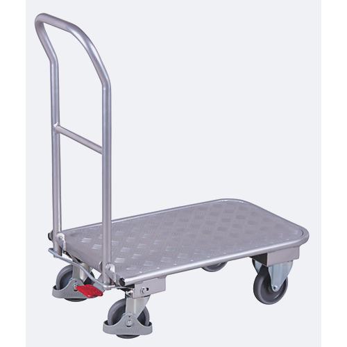 Klappbügelwagen, Aluminium/ Riffelblech, alusilber, L 900 x B 600 mm, klappbarer mit Querstrebe, TPE-Rollen mit EasySTOP, bis 150 kg