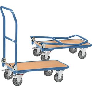 Klappwagen, Stahl/Holz, bis 250 kg, 900 x 600 mm, TPE-Bereifung, blau/buche Klappwagen, Stahl/Holz, bis 250 kg, 900 x 600 mm, TPE-Bereifung, blau/buche