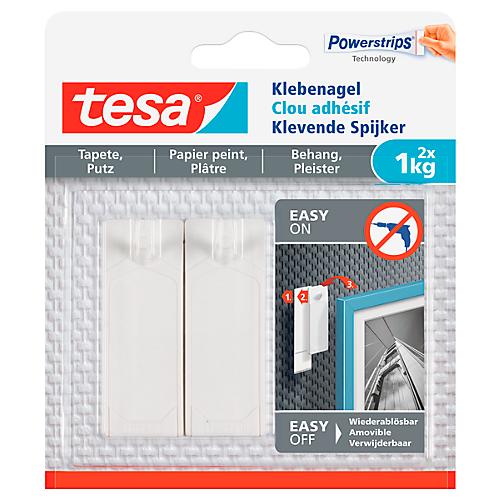 Klebenagel tesa®, für Tapete & Putz, Haftkraft bis 1 kg, ablösbar, 2 Stück