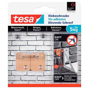 Klebeschraube tesa®, für Mauerwerk & Stein im Innen- & Außenbereich, Haftkraft bis 5 kg, ablösbar, viereckig, 2 Stück Klebeschraube tesa®, für Mauerwerk & Stein im Innen- & Außenbereich, Haftkraft bis 5 kg, ablösbar, viereckig, 2 Stück