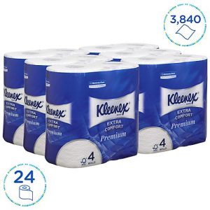 Kleenex® Toilettenpapier 8484, 4-lagig, 6 Päckchen á 4 Rollen, 160 Blatt/Rolle, weiß Kleenex® Toilettenpapier 8484, 4-lagig, 6 Päckchen á 4 Rollen, 160 Blatt/Rolle, weiß