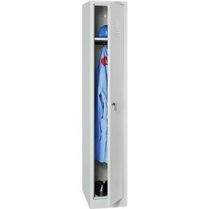 Kleiderspind, 1 Tür, B 415 x T 500 x H 1800 mm, Zylinderschloss, lichtgrau Kleiderspind, 1 Tür, B 415 x T 500 x H 1800 mm, Zylinderschloss, lichtgrau