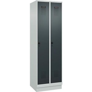 Kleiderspind C+P Evolo Plus, 2 Abteile, 300 mm Abteilbreite, mit Sockel, Anschlag rechts, Drehriegel, B 600 x T 500 x H 1950 mm, lichtgrau/anthrazitgrau Kleiderspind C+P Evolo Plus, 2 Abteile, 300 mm Abteilbreite, mit Sockel, Anschlag rechts, Drehriegel, B 600 x T 500 x H 1950 mm, lichtgrau/anthrazitgrau