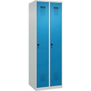 Kleiderspind C+P Evolo Plus, 2 Abteile, Anschlag rechts, Drehriegelverschluss, B 600 x T 500 x H 1850 mm, lichtgrau/lichtblau Kleiderspind C+P Evolo Plus, 2 Abteile, Anschlag rechts, Drehriegelverschluss, B 600 x T 500 x H 1850 mm, lichtgrau/lichtblau