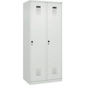 Kleiderspind C+P Evolo Plus, 2 Abteile, Anschlag rechts, Sicherheits-Drehriegel, B 800 x T 500 x H 1850 mm, lichtgrau/lichtgrau Kleiderspind C+P Evolo Plus, 2 Abteile, Anschlag rechts, Sicherheits-Drehriegel, B 800 x T 500 x H 1850 mm, lichtgrau/lichtgrau