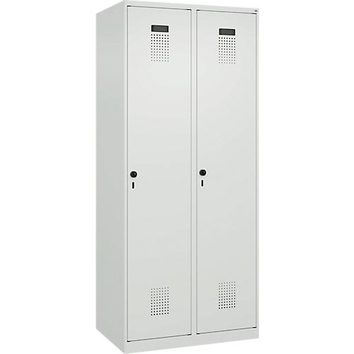 Kleiderspind C+P Evolo Plus, 2 Abteile, Anschlag rechts, Sicherheits-Drehriegel, B 800 x T 500 x H 1850 mm, lichtgrau/lichtgrau