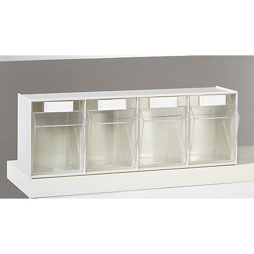 Kleinteilemagazin MultiStore, Reihengröße 4, B 600 x T 137 x H 207 mm, Volumen 8,4 l, stapelbar, Polystyrol, weiß/transp.