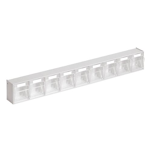 Kleinteilemagazin MultiStore, Reihengröße 9, B 600 x T 51 x H 77 mm, Volumen 0,9 l, stapelbar, Polystyrol, weiß/transp.