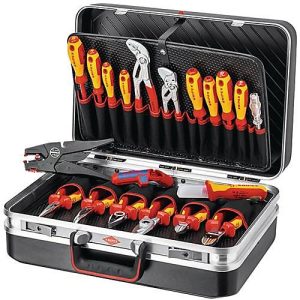 KNIPEX Werkzeugkoffer, für Elektroinstallation, inkl. 20-tlg. Werkzeug, bis 20 kg, B 480 x T 70 x H 175 mm, ABS-Kunststoff, schwarz KNIPEX Werkzeugkoffer, für Elektroinstallation, inkl. 20-tlg. Werkzeug, bis 20 kg, B 480 x T 70 x H 175 mm, ABS-Kunststoff, schwarz
