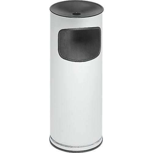 Kombi-Ascher VAR, rund, 17 l, für Innen & Außen, mit Sieb & Kantenschutz, Ø 250 x H 610 mm, Stahlblech, weiß