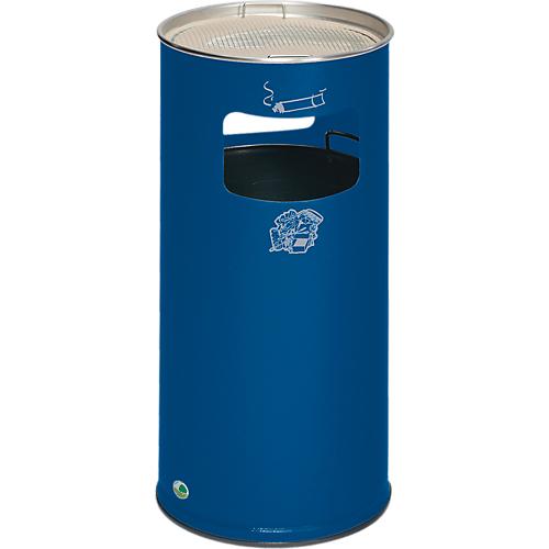 Kombi-Ascher VAR, rund, 37 l, für Innen & Außen, mit Sieb & Kantenschutz, Ø 320 x H 700 mm, Stahlblech, enzianblau