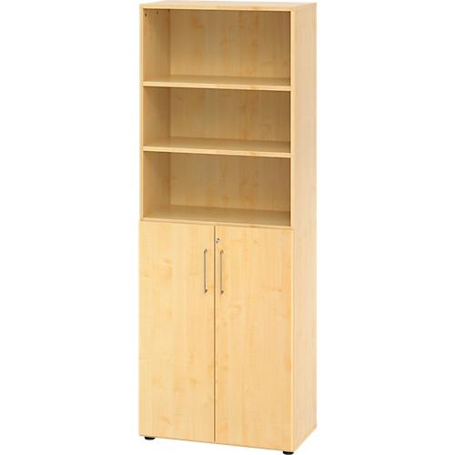 Kombischrank Breno, 6OH, Schrank- und Regalelement, abschließbar, B 800 x T 420 x H 2156 mm, Spanplatte, Ahorn/Ahorn