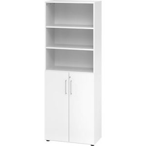 Kombischrank Breno, 6OH, Schrank- und Regalelement, abschließbar, B 800 x T 420 x H 2156 mm, Spanplatte, weiß/weiß Kombischrank Breno, 6OH, Schrank- und Regalelement, abschließbar, B 800 x T 420 x H 2156 mm, Spanplatte, weiß/weiß