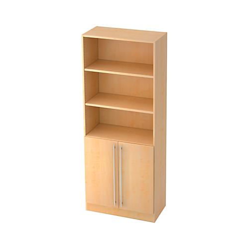 Kombischrank JENA, 5 OH, B 800 x T 420 x H 2004 mm, 2 OH Holztüren, Ahorn-Dekor