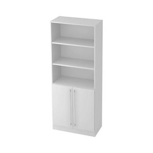Kombischrank JENA, 5 OH, B 800 x T 420 x H 2004 mm, 2 OH Holztüren, lichtgrau Kombischrank JENA, 5 OH, B 800 x T 420 x H 2004 mm, 2 OH Holztüren, lichtgrau