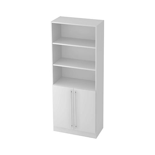 Kombischrank JENA, 5 OH, B 800 x T 420 x H 2004 mm, 2 OH Holztüren, lichtgrau