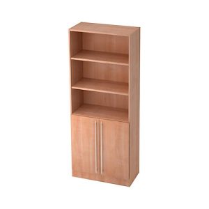 Kombischrank JENA, 5 OH, B 800 x T 420 x H 2004 mm, 2 OH Holztüren, Nussbaum-Dekor Kombischrank JENA, 5 OH, B 800 x T 420 x H 2004 mm, 2 OH Holztüren, Nussbaum-Dekor