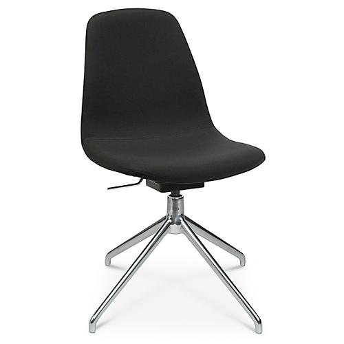 Konferenzsessel Topstar Sitness Life 1.1, dreh-/sitzhöhenverstellbar, ohne Armlehnen, B 460 x T 390 x H 480-510 mm, 4-Fußgestell, Stahl verchromt & Stoff, schwarz
