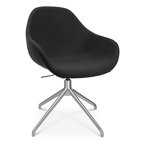 Konferenzsessel Topstar Sitness Life 2.0, dreh-/sitzhöhenverstellbar, Armlehnen, B 450 x T 390 x H 440-470 mm, 4-Fußgestell, Alu matt & Stoff, schwarz