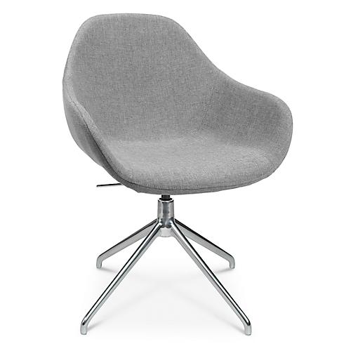 Konferenzsessel Topstar Sitness Life 2.0, dreh-/sitzhöhenverstellbar, Armlehnen, B 450 x T 390 x H 440-470 mm, 4-Fußgestell, Alu poliert & Stoff, h.grau