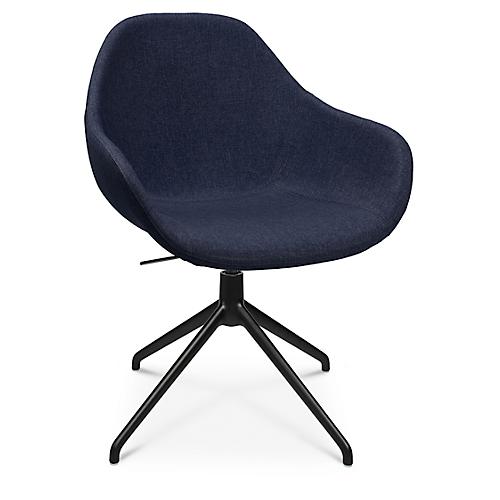 Konferenzsessel Topstar Sitness Life 2.0, dreh-/sitzhöhenverstellbar, Armlehnen, B 450 x T 460 x H 440-470 mm, 4-Fußgestell, Alu schwarz-matt & Stoff, d.blau