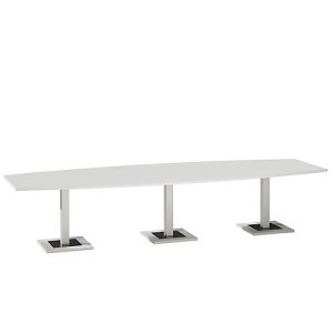 Konferenztisch, bis 12 Personen, Boot, Standfuß, B 3500 x T 1200 x H 720-820 mm, weiß/silber Konferenztisch, bis 12 Personen, Boot, Standfuß, B 3500 x T 1200 x H 720-820 mm, weiß/silber