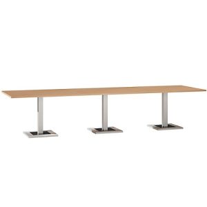 Konferenztisch, bis 12 Personen, Rechteck, Standfuß, B 3500 x T 1000 x H 720-820 mm, Kirsche Romana/silber Konferenztisch, bis 12 Personen, Rechteck, Standfuß, B 3500 x T 1000 x H 720-820 mm, Kirsche Romana/silber