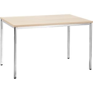 Konferenztisch, bis 4 Personen, Rechteck, 4-Fuß Quadratrohr, B 1200 x T 800 x H 720 mm, Ahorn/chromsilber Konferenztisch, bis 4 Personen, Rechteck, 4-Fuß Quadratrohr, B 1200 x T 800 x H 720 mm, Ahorn/chromsilber