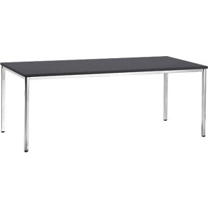 Konferenztisch, bis 6 Personen, Rechteck, 4-Fuß Quadratrohr, B 2000 x T 800 x H 720 mm, schwarz/chromsilber Konferenztisch, bis 6 Personen, Rechteck, 4-Fuß Quadratrohr, B 2000 x T 800 x H 720 mm, schwarz/chromsilber