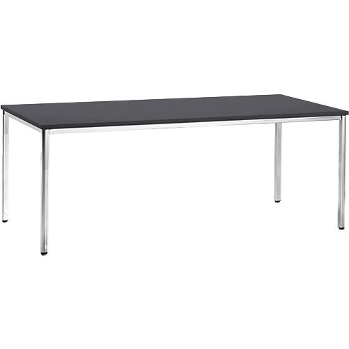 Konferenztisch, bis 6 Personen, Rechteck, 4-Fuß Quadratrohr, B 2000 x T 800 x H 720 mm, schwarz/chromsilber
