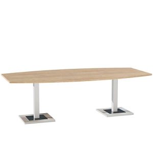 Konferenztisch, bis 8 Personen, Boot, Standfuß, B 2400 x T 1200 x H 720-820 mm, Eiche Masonic/silber Konferenztisch, bis 8 Personen, Boot, Standfuß, B 2400 x T 1200 x H 720-820 mm, Eiche Masonic/silber