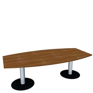 Konferenztisch, bis 8 Personen, Boot, Tellerfuß, B 2400 x T 800 x H 720 mm, Nussbaum/weißaluminium Konferenztisch, bis 8 Personen, Boot, Tellerfuß, B 2400 x T 800 x H 720 mm, Nussbaum/weißaluminium