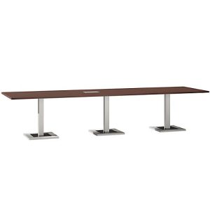 Konferenztisch, mit Tischanschlussfeld, bis 12 Personen, Rechteck, Standfuß, B 3500 x T 1000 x H 720-820 mm, Ahornbrazil/silber Konferenztisch, mit Tischanschlussfeld, bis 12 Personen, Rechteck, Standfuß, B 3500 x T 1000 x H 720-820 mm, Ahornbrazil/silber