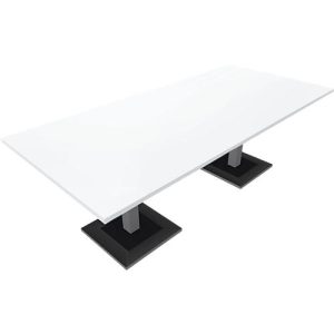 Konferenztisch QUANDOS BOX, bis 6 Personen, Rechteck, Standfuß, B 2200 x T 1000 x H 720-820 mm, weiß/alusilber Konferenztisch QUANDOS BOX, bis 6 Personen, Rechteck, Standfuß, B 2200 x T 1000 x H 720-820 mm, weiß/alusilber