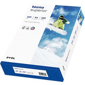 Kopierpapier tecno superior, DIN A4, 160 g/m², hochweiß, 1 Karton = 5 x 250 Blatt
