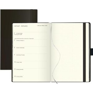 Korsch Buchkalender Times Big 18 Balaton 2025, Kalendarium D/GB, 208 Seiten, Stiftehalter, Innentasche, B 130 x H 210 mm, schwarz Korsch Buchkalender Times Big 18 Balaton 2025, Kalendarium D/GB, 208 Seiten, Stiftehalter, Innentasche, B 130 x H 210 mm, schwarz