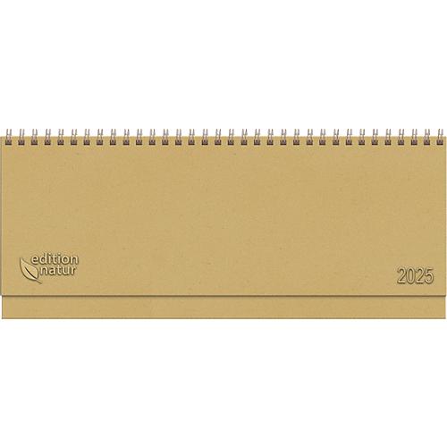 Korsch Tischquerkalender 2025 Edition Natur, Wochenübersicht, Kalendarium in D/GB, B 298 x H 105 mm, braun