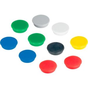 Kraftmagnete Franken, rund, bis 2,5 kg, Speziallackierung, Ø 38 mm, Kunststoff, farbsortiert, 10 Stück Kraftmagnete Franken, rund, bis 2,5 kg, Speziallackierung, Ø 38 mm, Kunststoff, farbsortiert, 10 Stück