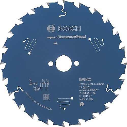 Kreissägeblatt AD 160mm Z.24 WZ Bohr.20mm Schnitt-B.2mm HM BOSCH