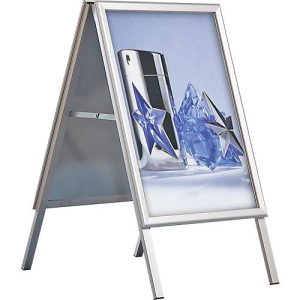 Kundenstopper A1, wetterfest, beidseitig einsetzbar, silbern eloxiert Kundenstopper A1, wetterfest, beidseitig einsetzbar, silbern eloxiert