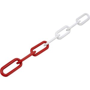 Kunststoff-Gliederkette, Ø 8 mm, rot/weiß, 25 m Kunststoff-Gliederkette, Ø 8 mm, rot/weiß, 25 m