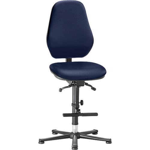 Labordrehstuhl LEANOS 9136, mit Gleiter und Aufstiegshilfe, Kunstleder, blau
