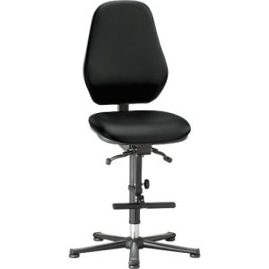 Labordrehstuhl LEANOS 9136, mit Gleiter und Aufstiegshilfe, Kunstleder, schwarz Labordrehstuhl LEANOS 9136, mit Gleiter und Aufstiegshilfe, Kunstleder, schwarz