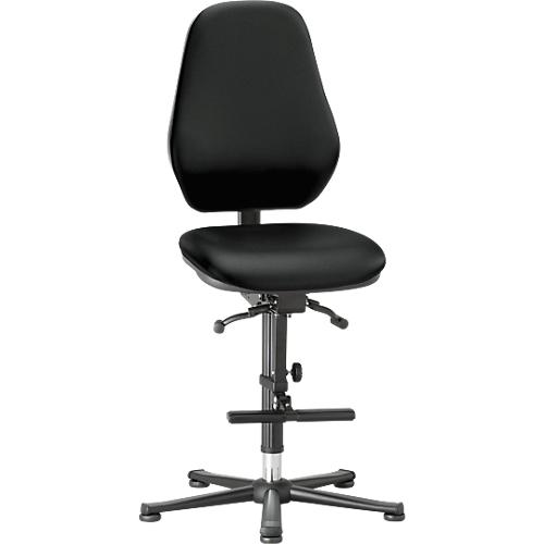 Labordrehstuhl LEANOS 9136, mit Gleiter und Aufstiegshilfe, Kunstleder, schwarz