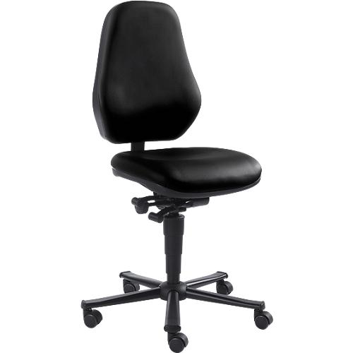 Labordrehstuhl LEANOS 9138, mit Rollen, Kunstleder, Stamskin Top schwarz