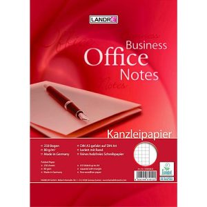 LANDRÉ Kanzleipapier Office, 250 Doppelbögen, DIN A3/A4 gefalzt, 80 g/m², kariert, mit Rand, rot LANDRÉ Kanzleipapier Office, 250 Doppelbögen, DIN A3/A4 gefalzt, 80 g/m², kariert, mit Rand, rot